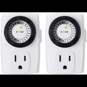 2 Pack Indoor Mini 24-Hour Mechanical Outlet Timer, 3-Prong
